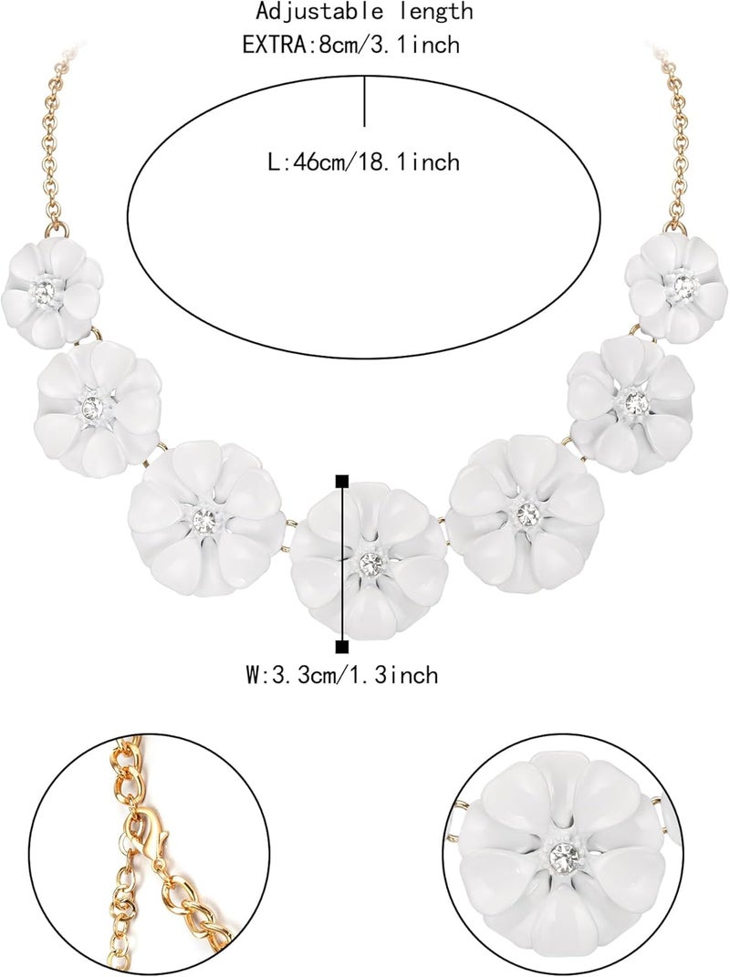 Flyonce Flower Collar Necklace, Floral Flowers Statement Summer Beach Chokers Necklaces for Women - Image 5